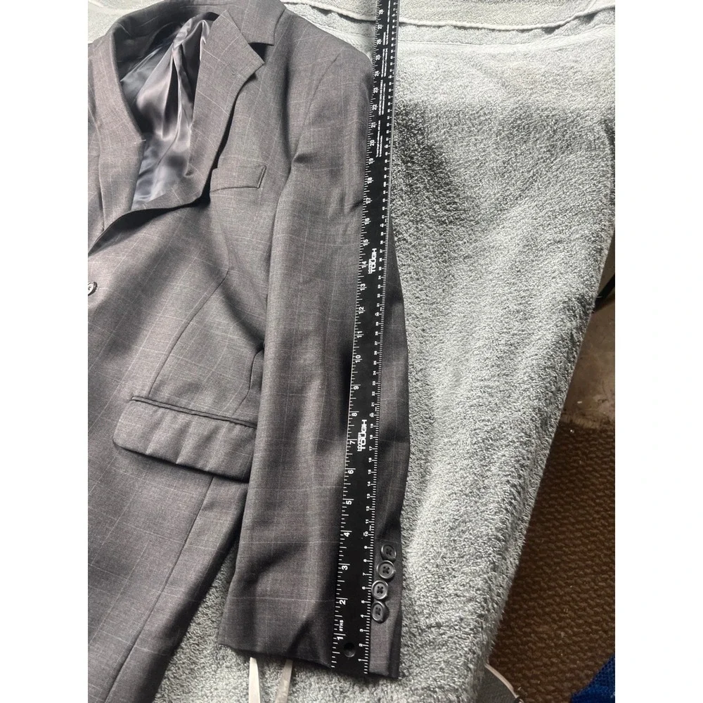 Jos A Bank‎ Men's Charcoal Gray Plaid Wool Blazer Suit Jacket 46R